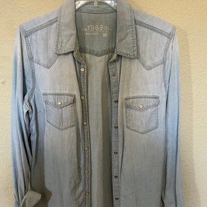 Gap 1969 Jean Denim Jacket Woman's M Medium Blue Long Sleeve Like New